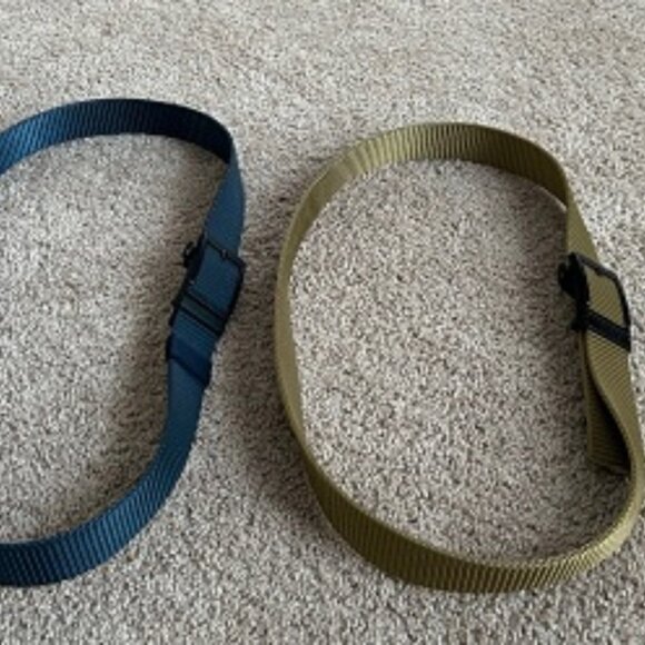 Men's Ribbed Belts (Set of 2) Brand: Jukmo (Blue & Tan) 45" x 1.25" - Picture 1 of 4